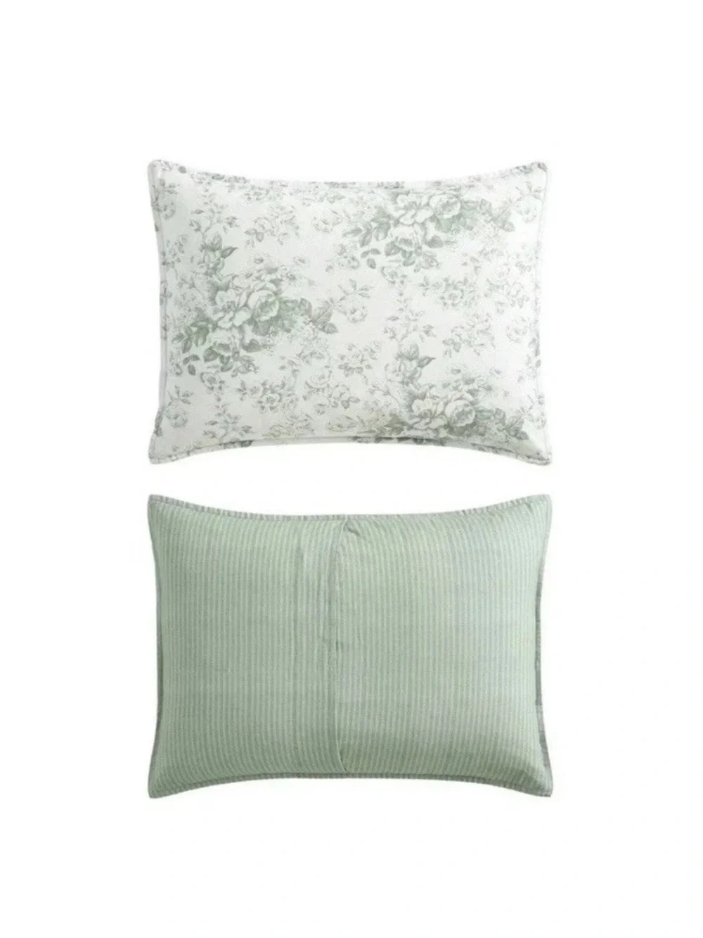 Laura Ashley Twin Green Floral Toile Reversible Comforter Set 5pc
